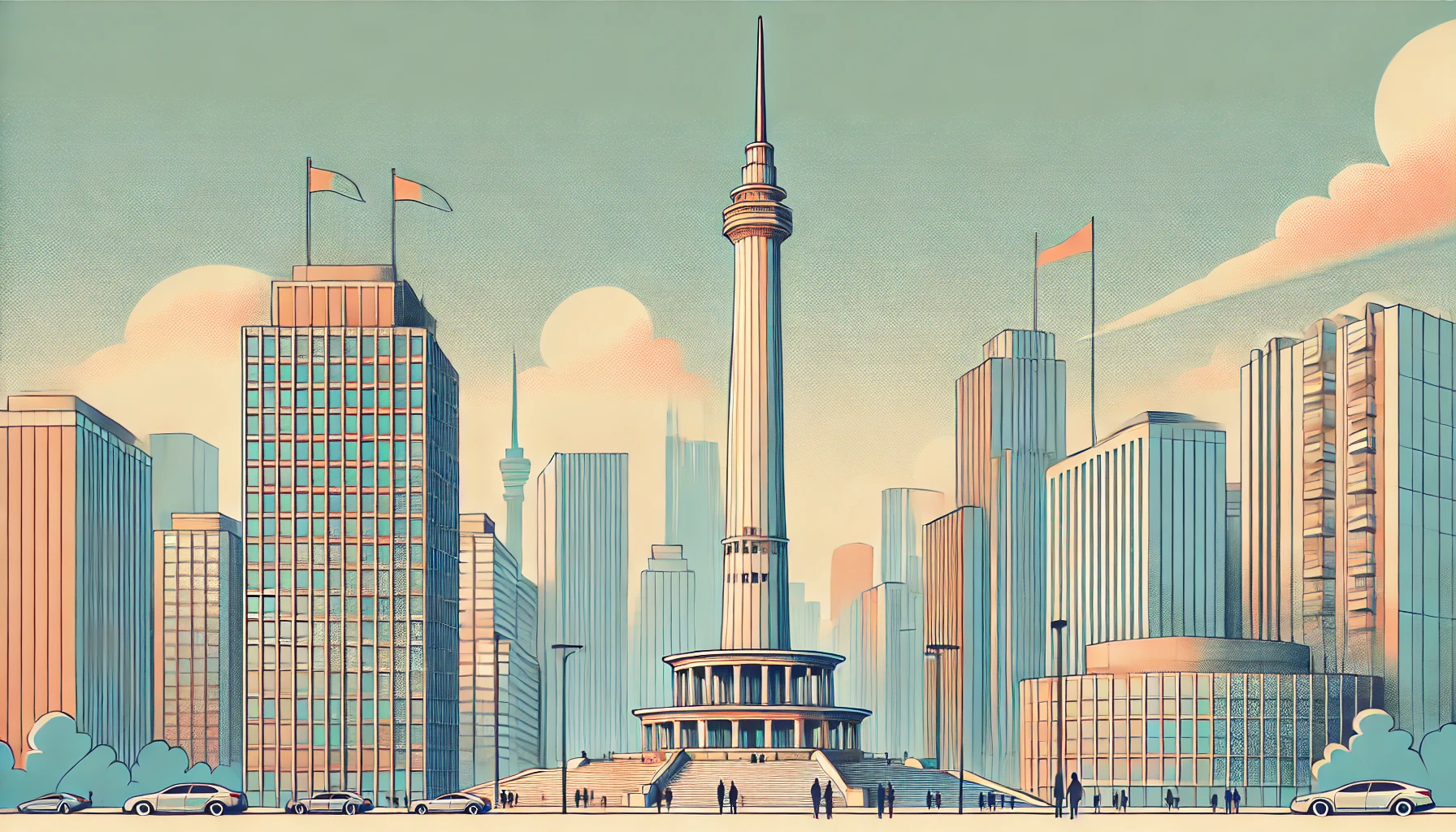 An iconic city landmark visible from afar.