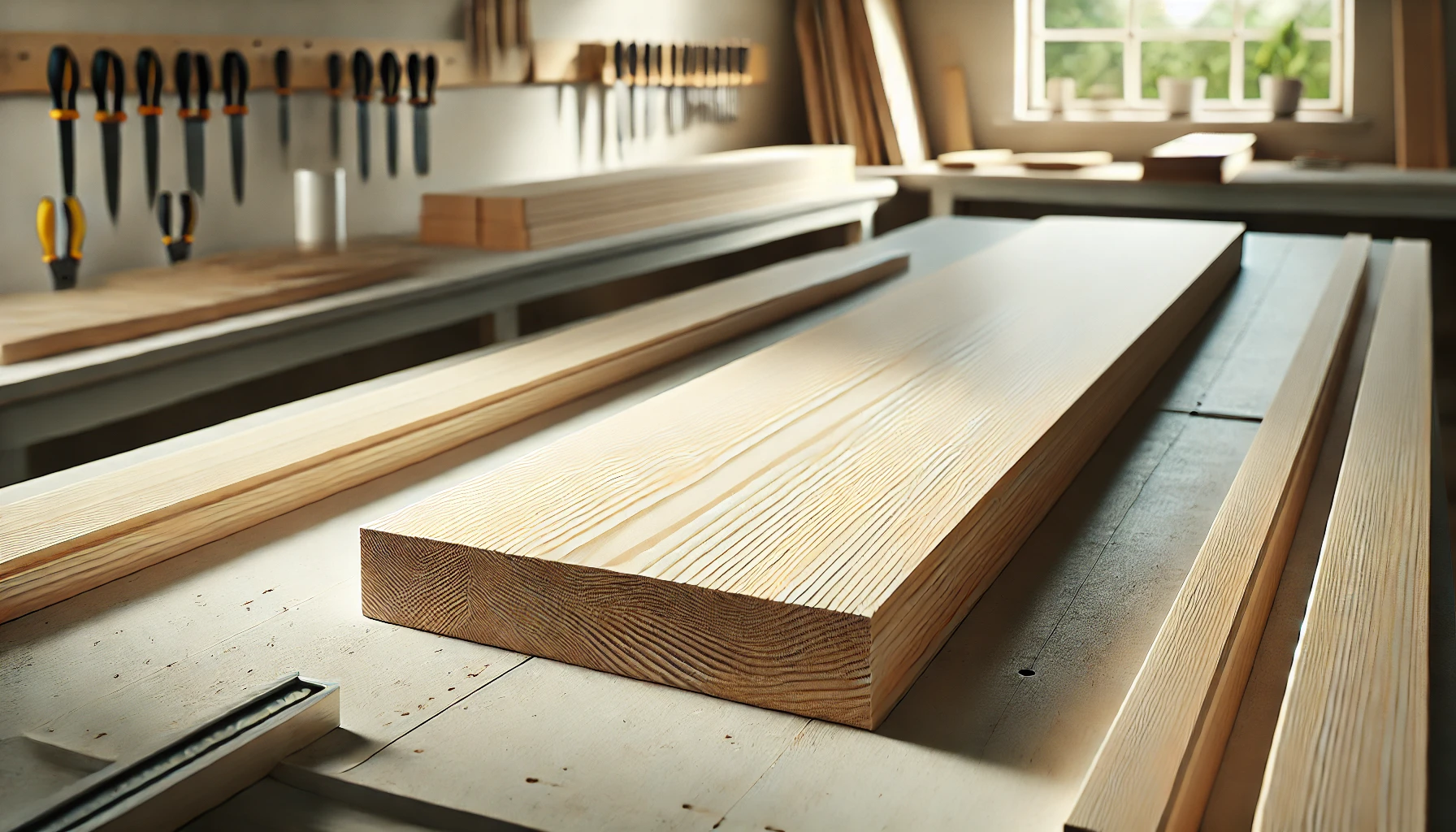 8x4 wood board in a workshop setting. 