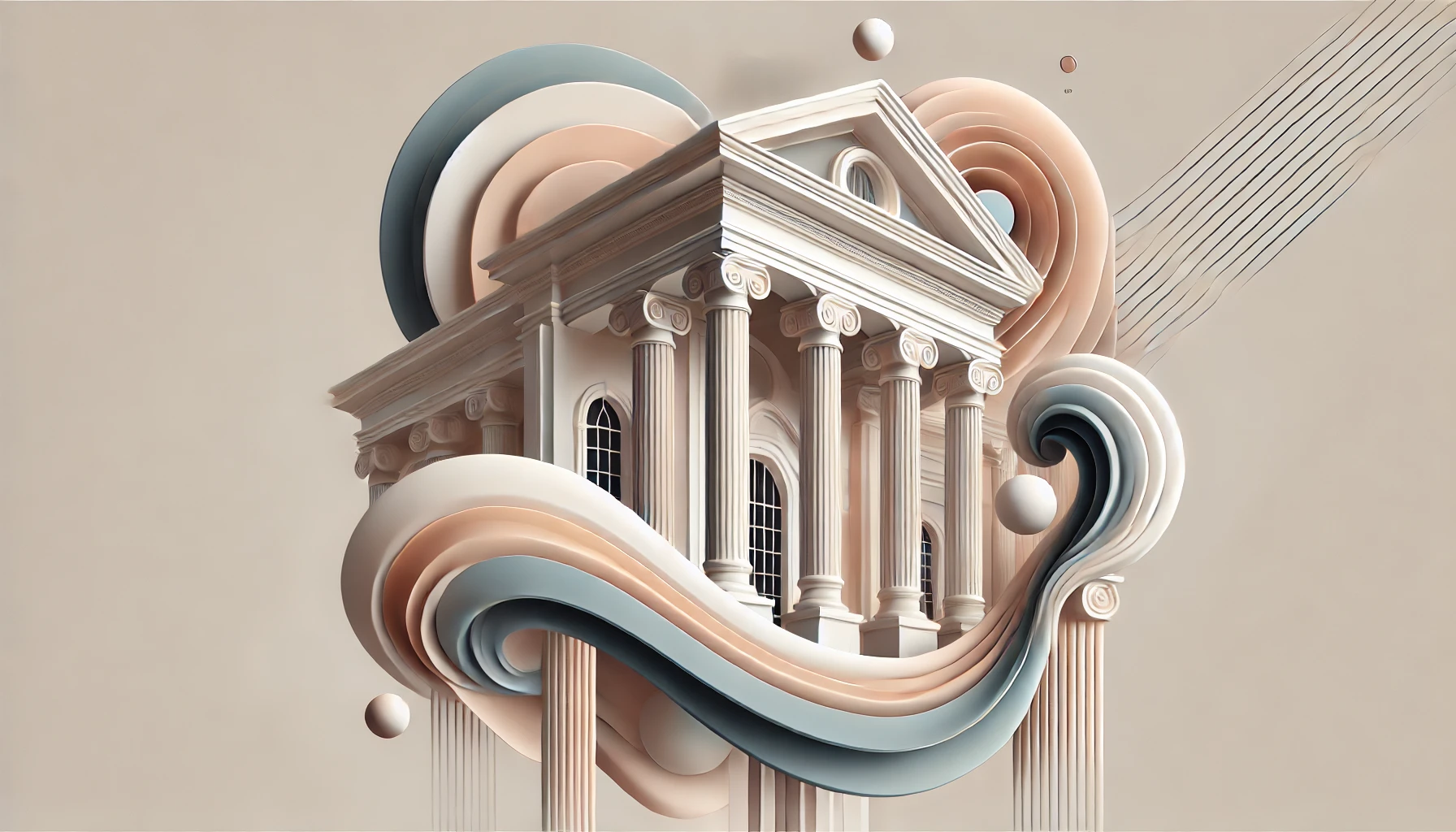 Representing colonial architecture, focusing on the essence of classic design elements like symmetrical structures and columns.
