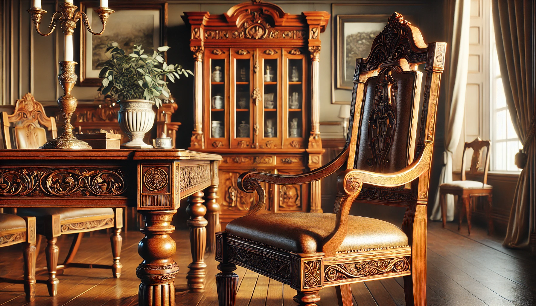 Realistic close-up of Georgian Colonial furniture.
