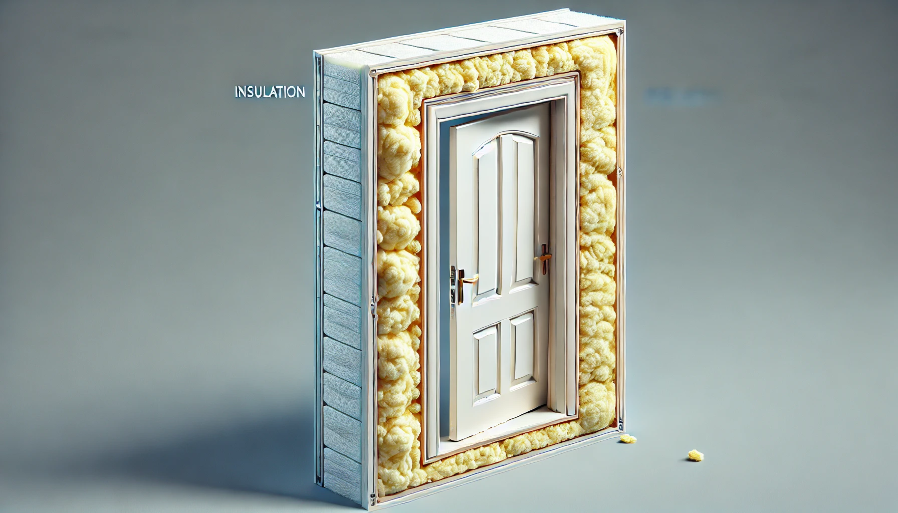 Depicting the insulation of a pocket door.