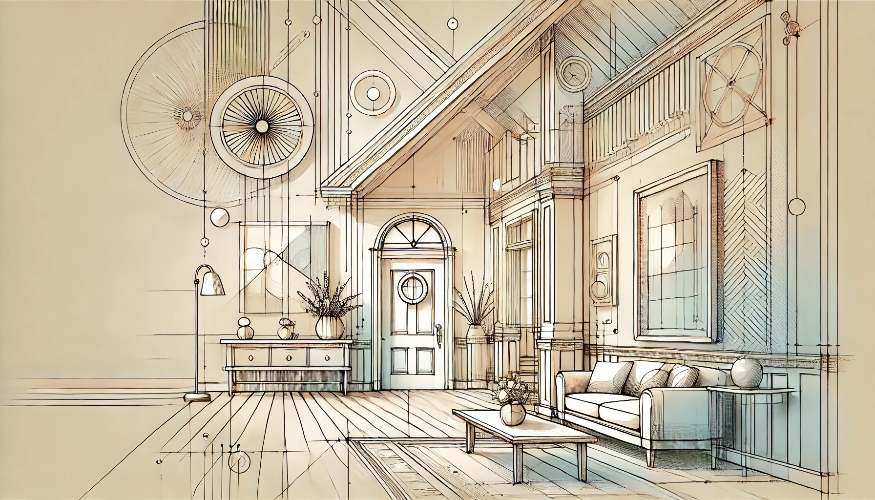Illustration showcasing the timeless charm of traditional home styles with classic architectural elements.
