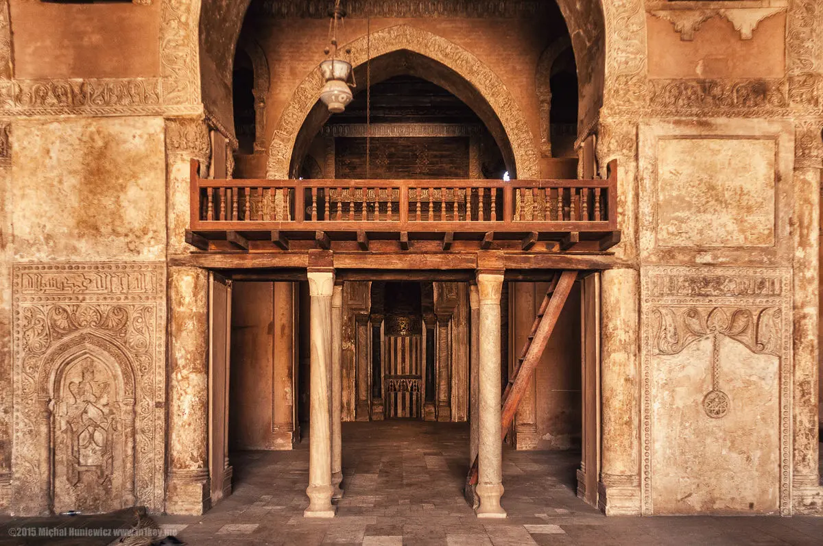 The Dikka and the Mihrab in the Ibn Tulun Mosque in Cairo city, Egypt..