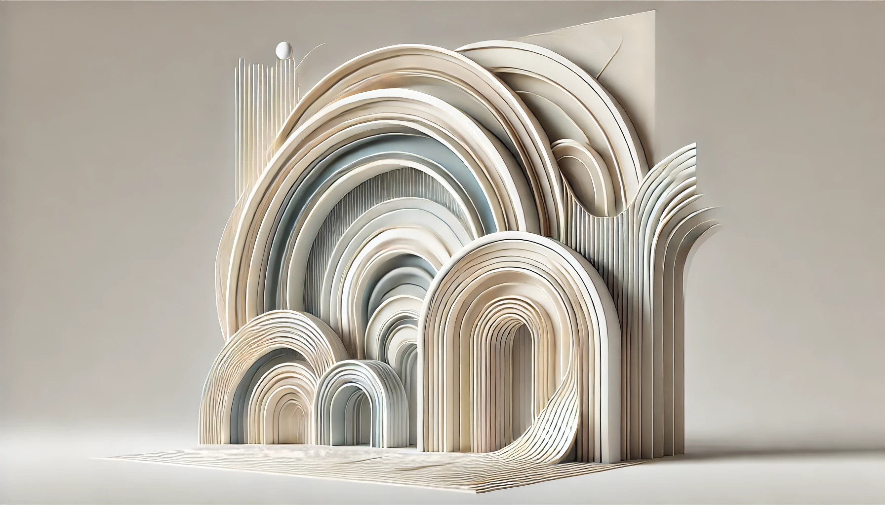 A neo-abstract representation of groin-vault architecture depicting the curves and intersections of groin vault.