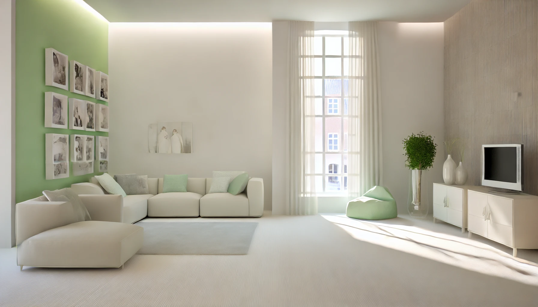 Realistic interior of a small house with a modern design.