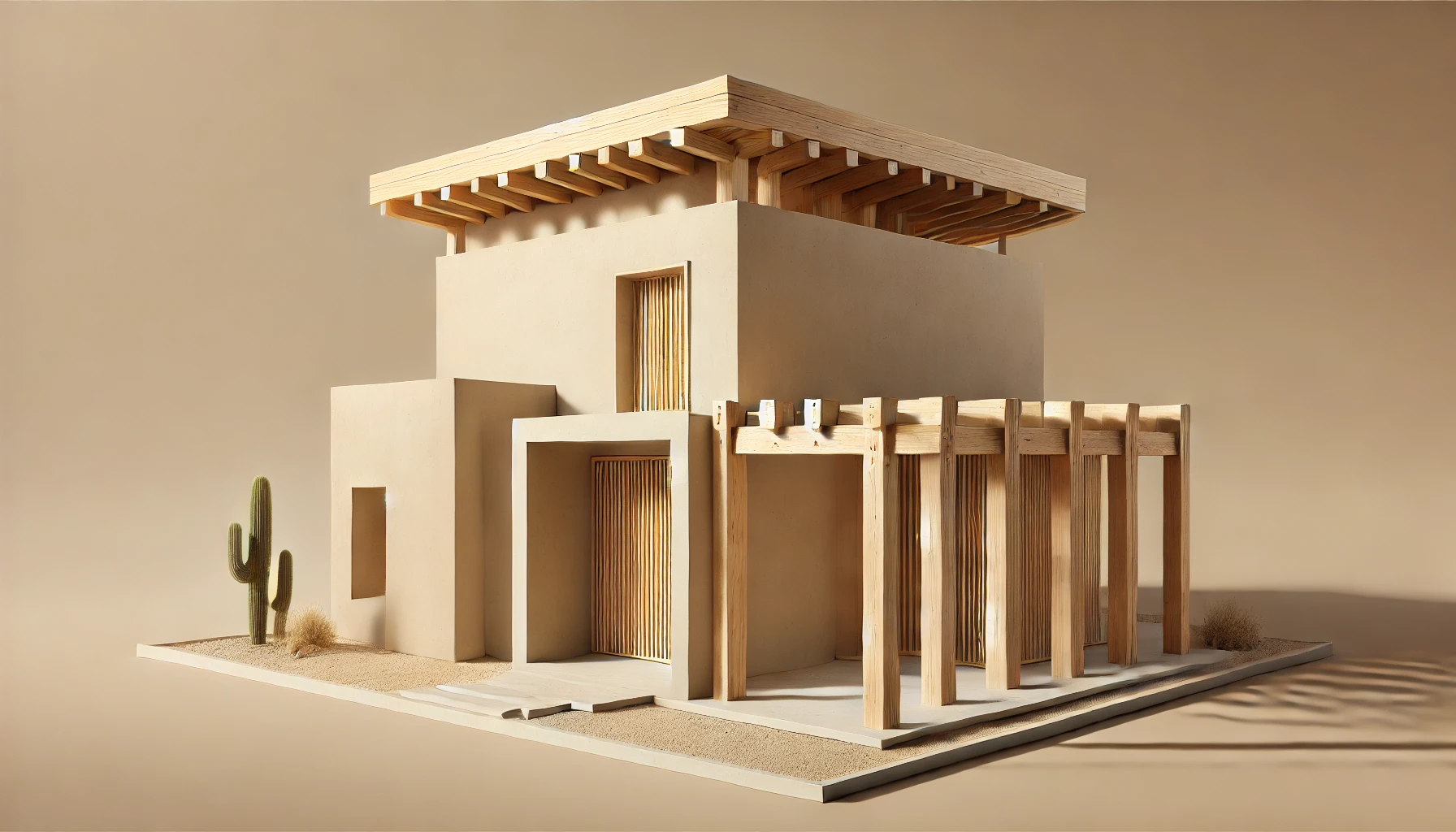 An Islamic home using clay and wood in its design.