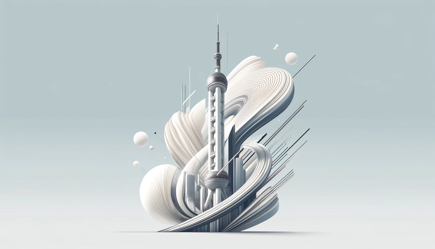 Representation of the Shanghai Tower using modern design elements. 