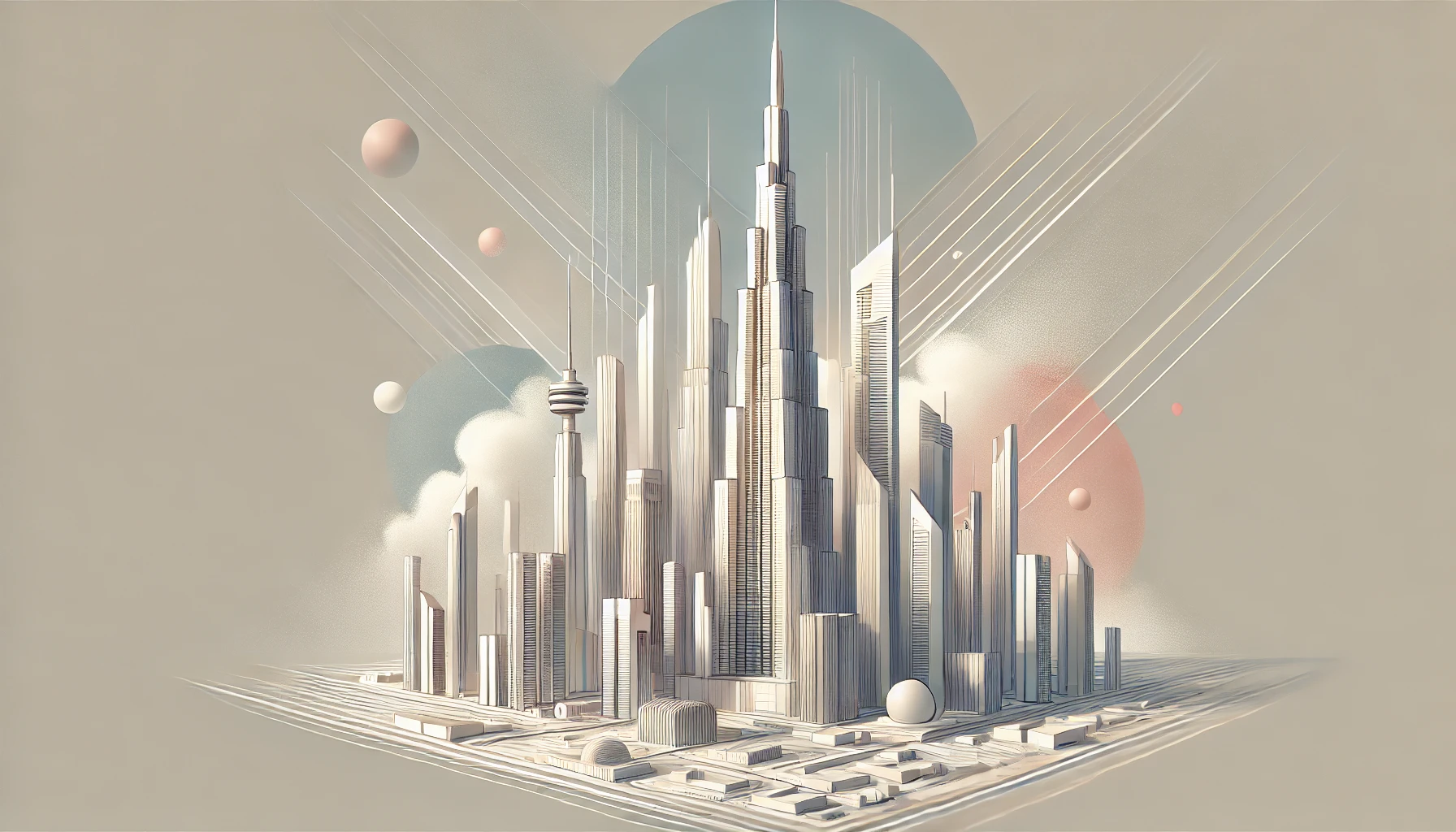 Representation of the top 5 tallest buildings in the world.