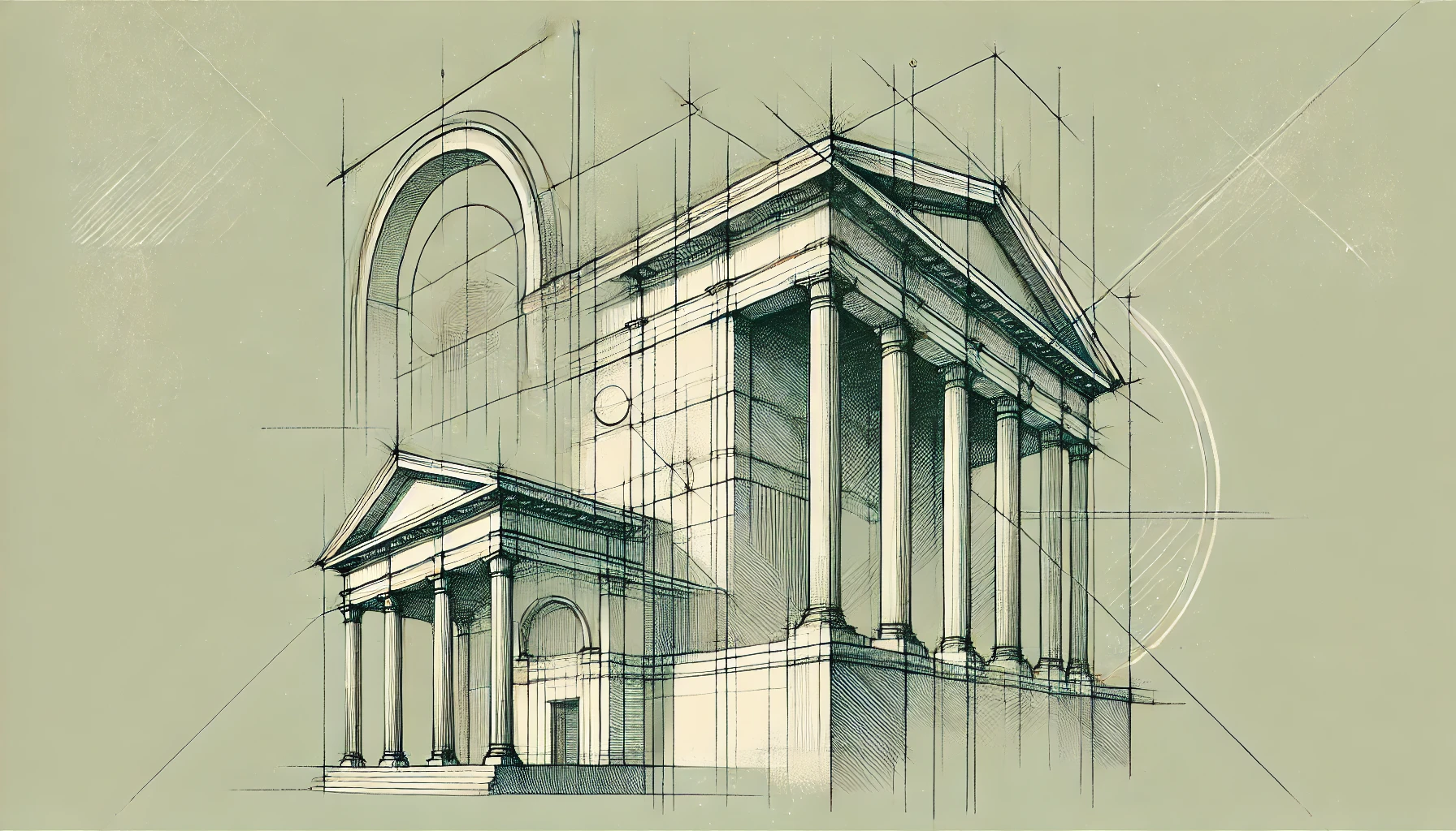 Architectural drawing showing the proportions of a classical Greek column.