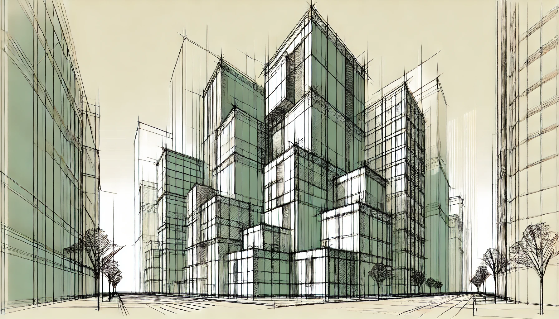 a line of commercial buildings in a city
