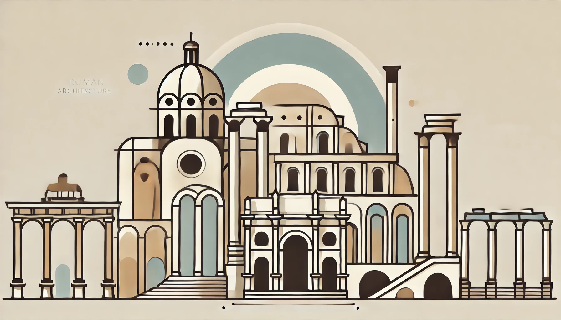 the characteristics of Roman architecture featuring iconic elements such as arches, columns, and domes