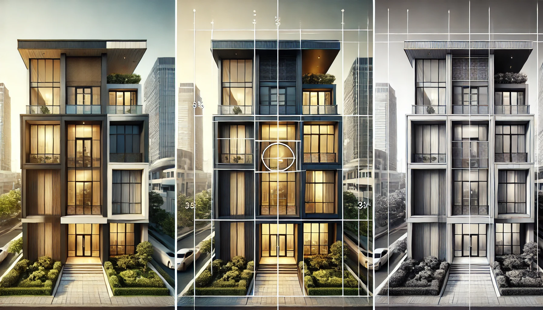 Example of architectural composition emphasizing balance, proportion, and alignment in design elements.