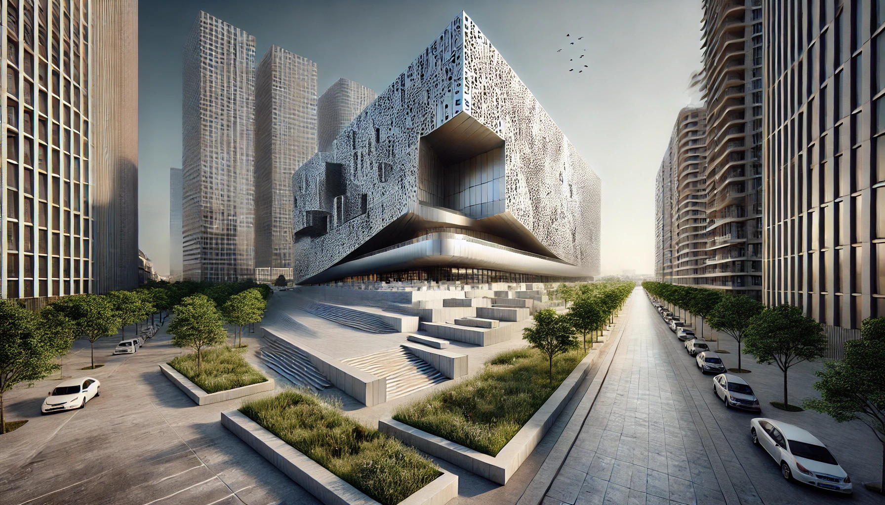contemporary French architecture showcasing the modern design of the Philharmonie de Paris