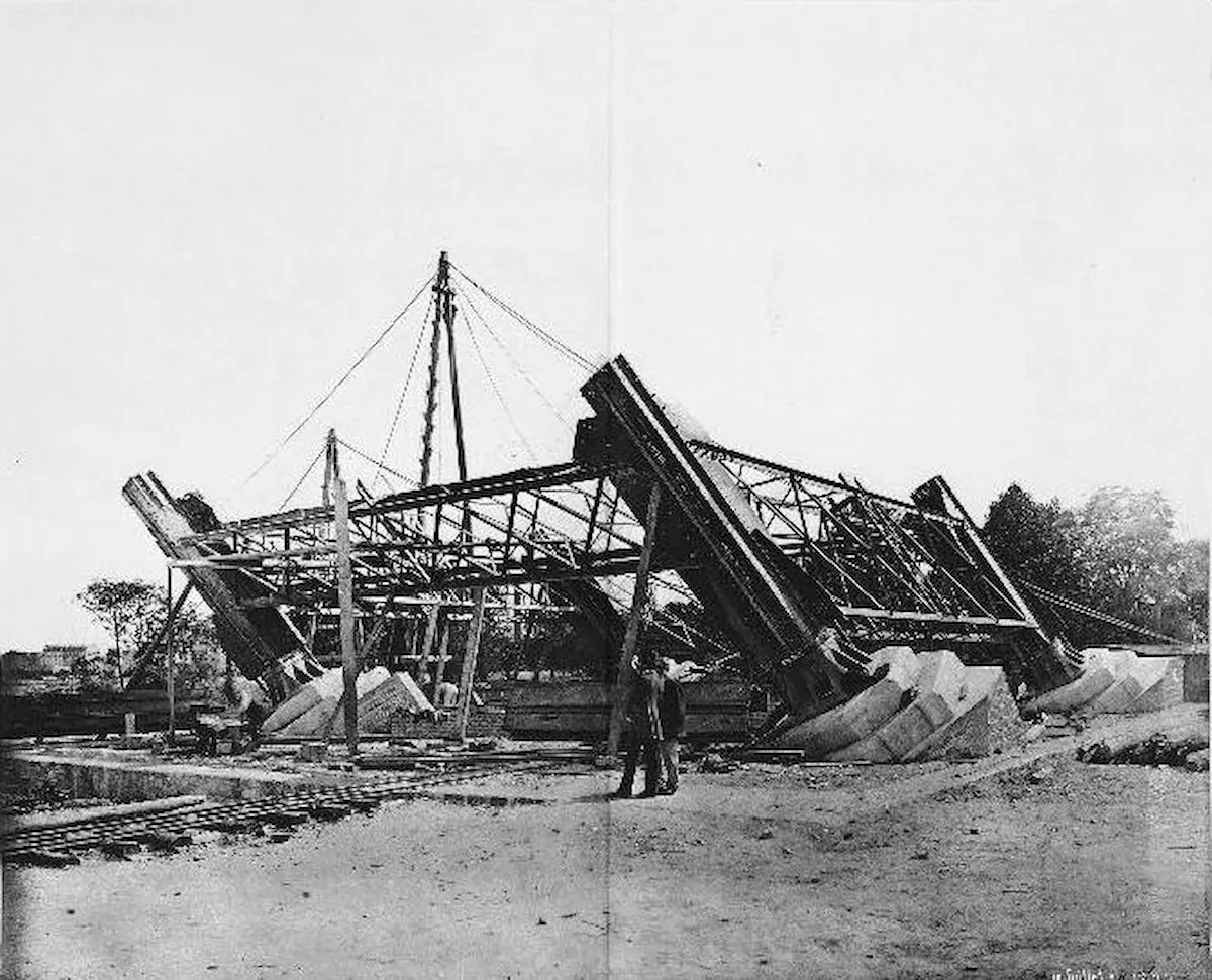 the early construction stage of the tour eiffel in 18 July 1887