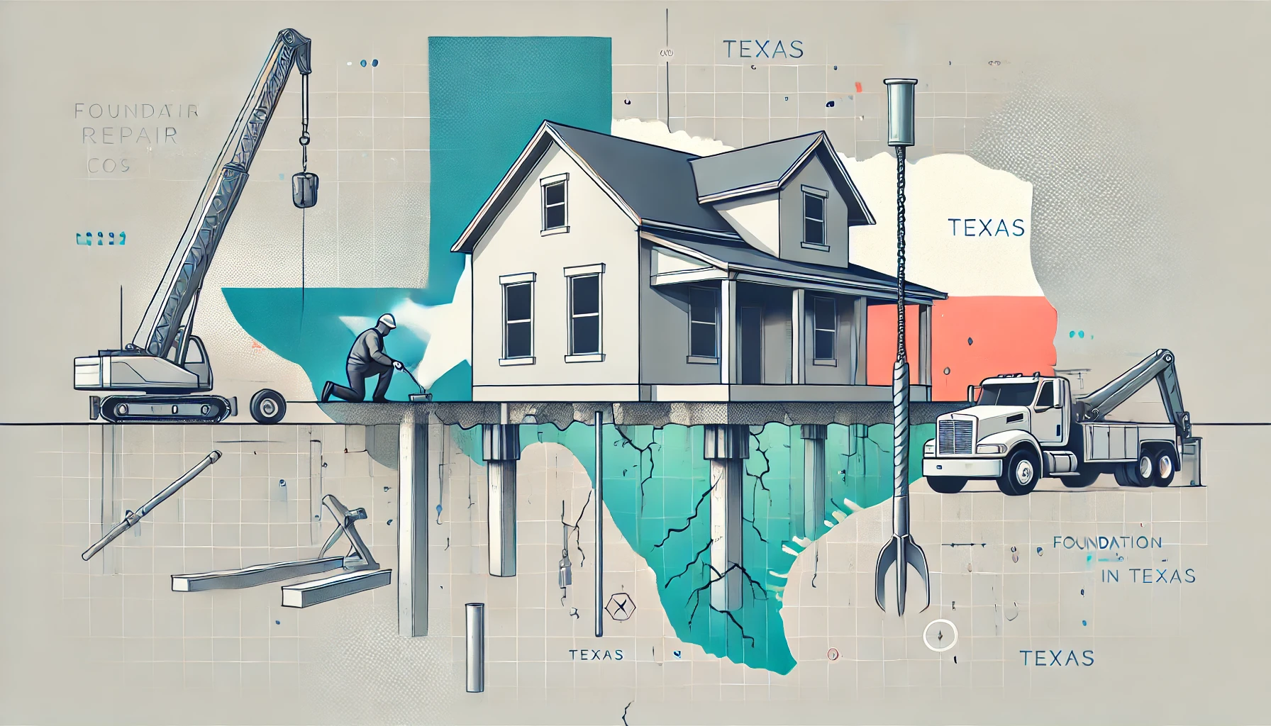  Infographic illustrating the costs of foundation repair methods in Texas, including piering, slabjacking, and polyurethane foam injection