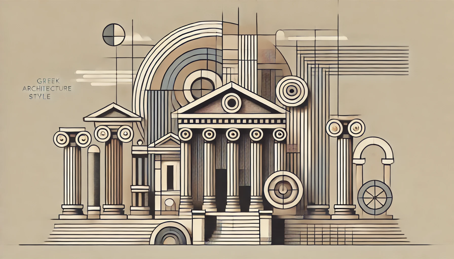 Greek architecture style showcasing iconic elements such as columns