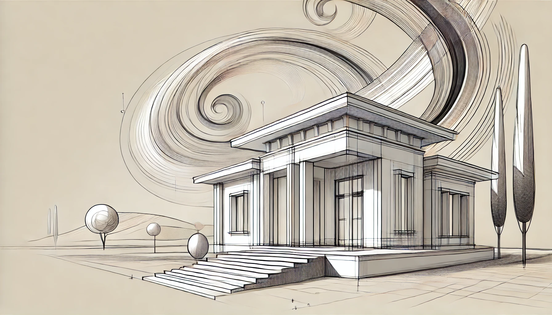 an Italian house design emphasizing modern architectural elements and classical Italian features