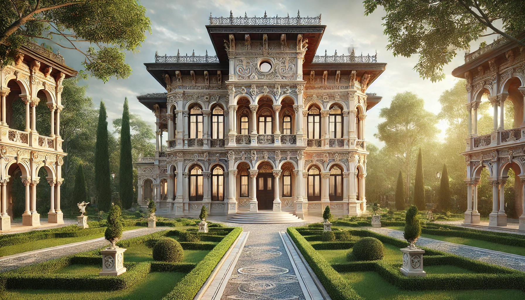 showcasing a grand Italianate villa