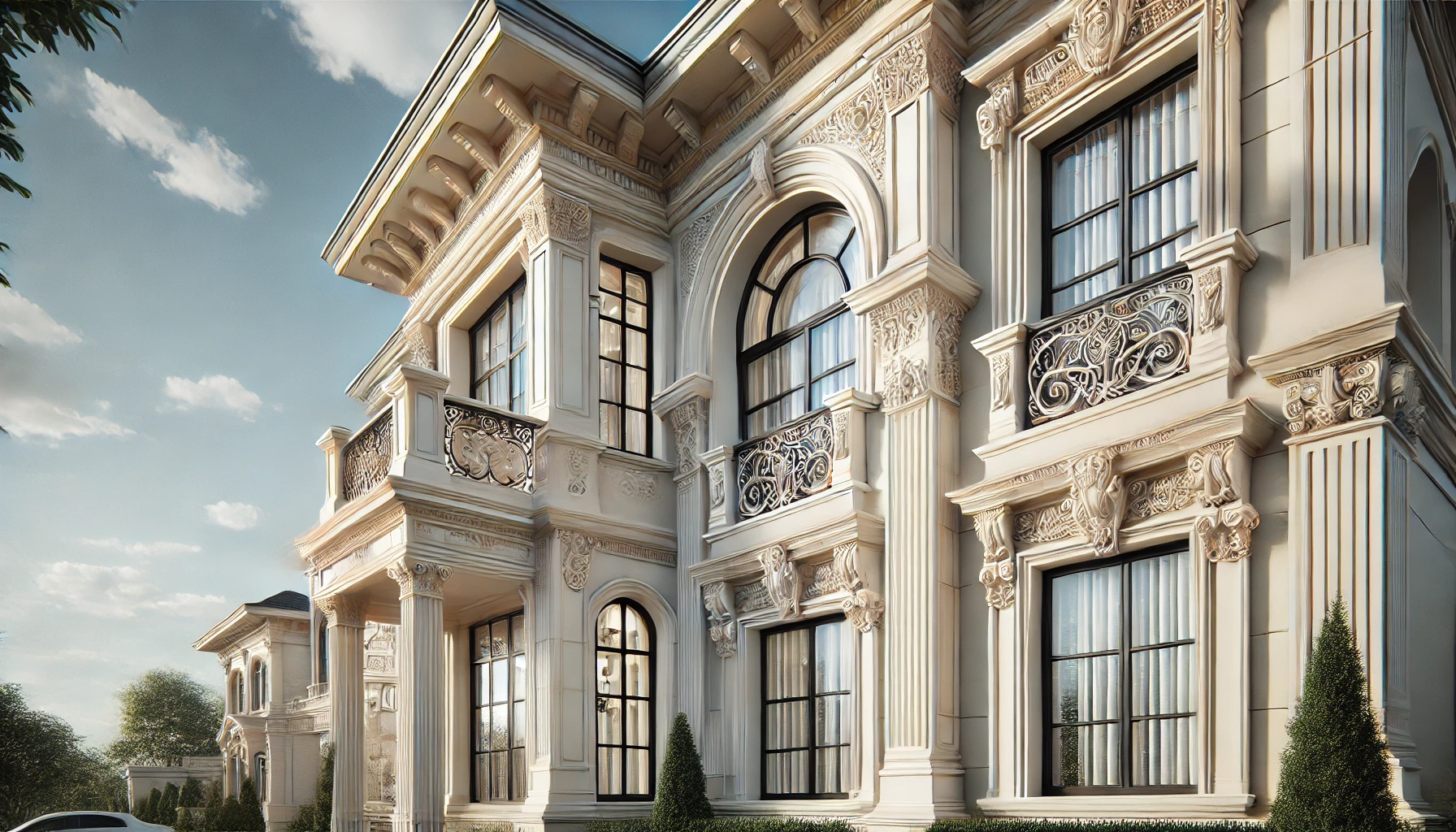 a modern italianate home with brackets windows and balcony