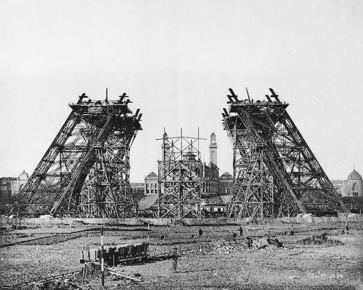 second stage of eiffel tower construction, december 1887