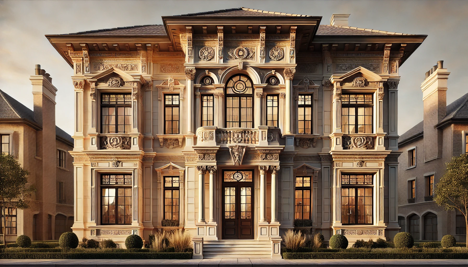 italianate home with symmetrical window and doorway placement