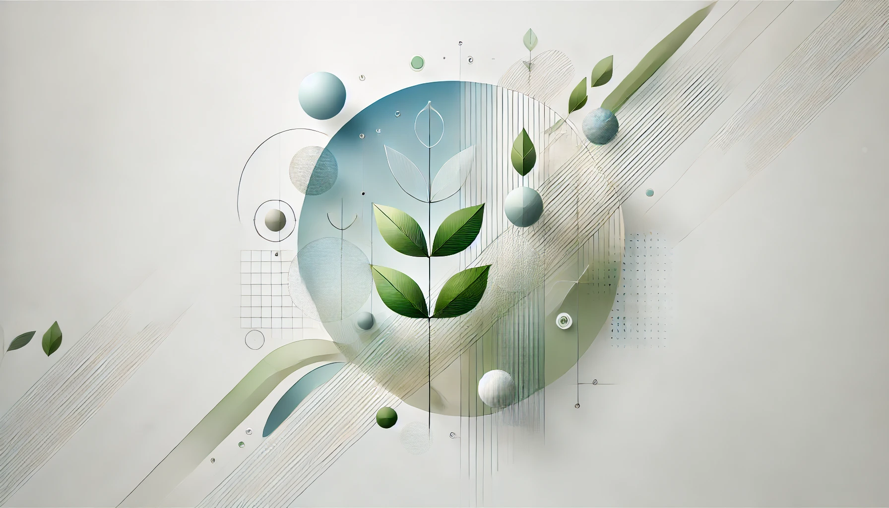Abstract design showing the connection between nature and society with geometric shapes and organic forms.
