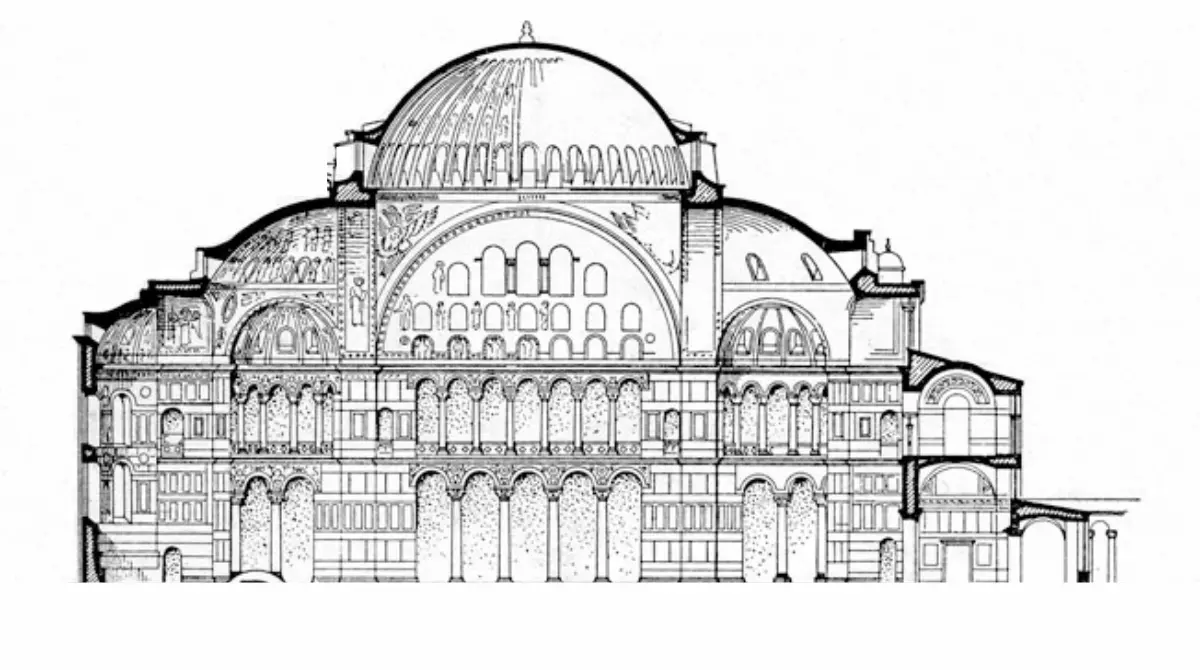 The original Detailed architectural plans and designs of Hagia Sophia.
