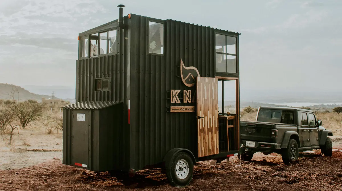 Contemporary tiny house on wheels with a sleek design