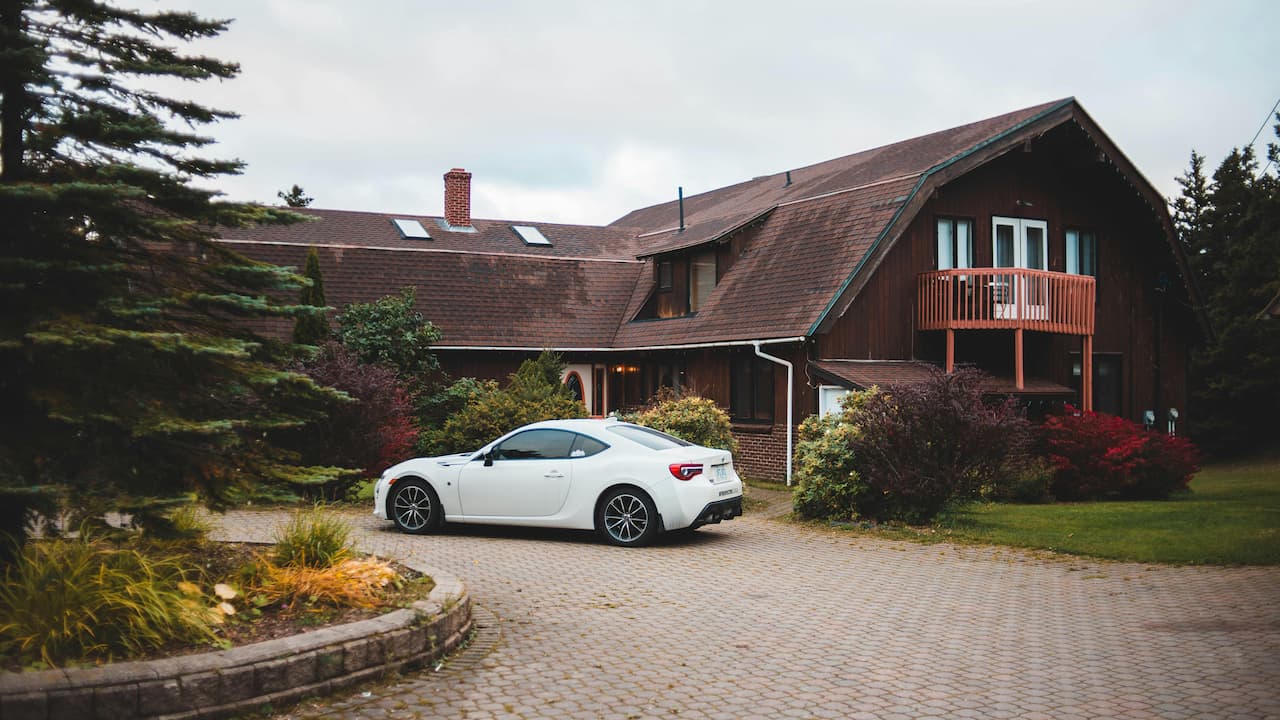 Elegant rustic house exterior with a timeless design.