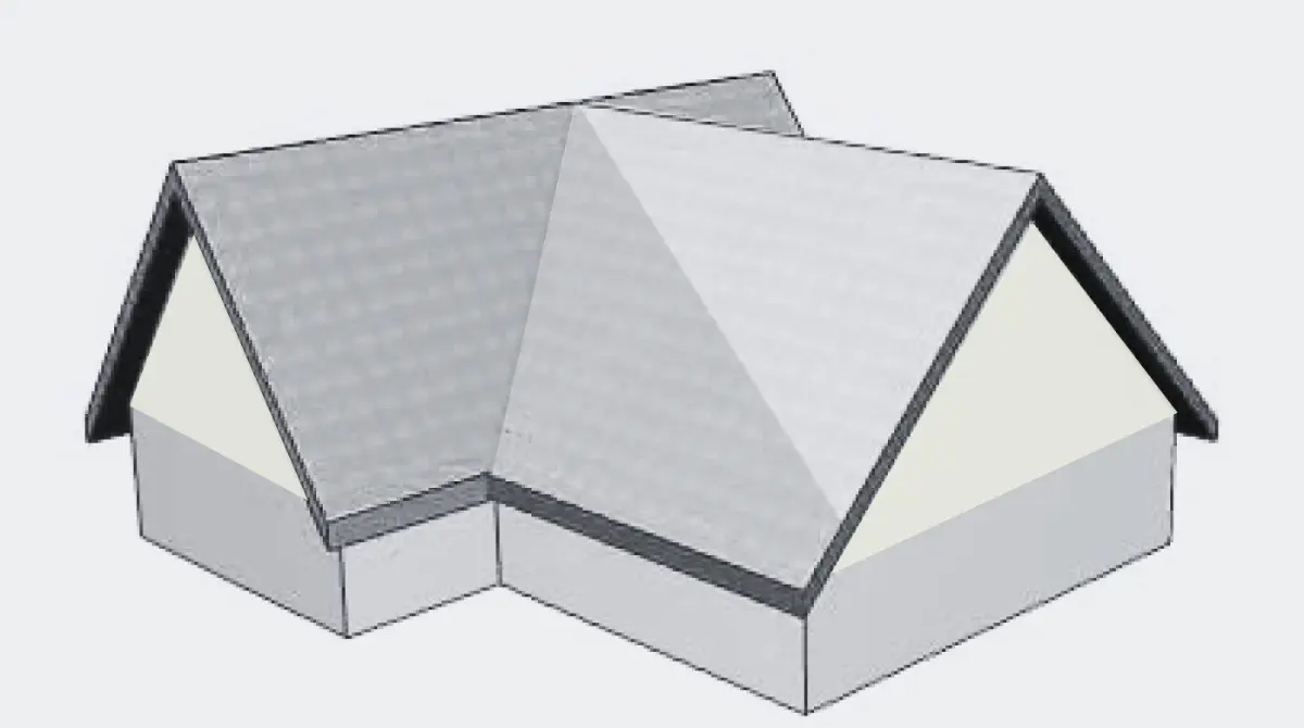 A house featuring a classic gable roof design with symmetrical slopes and a central ridge for efficient water drainage.