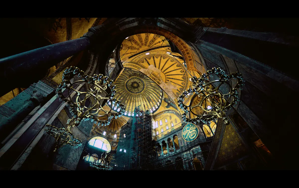 Interior view of Hagia Sophia's massive dome.
