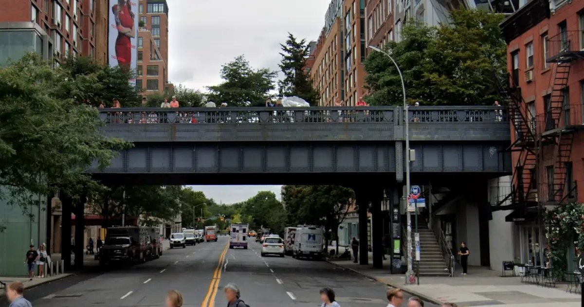 The High Line in New York City, a transformed urban park featuring elevated pathways, greenery, and modern architectural elements.