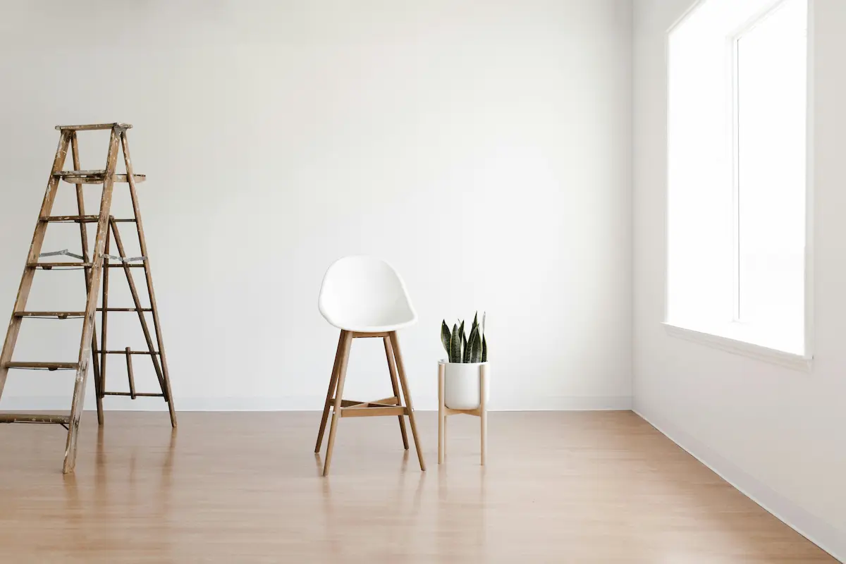 A minimalist living space in NC, United States, featuring sleek, clean lines and simple decor.