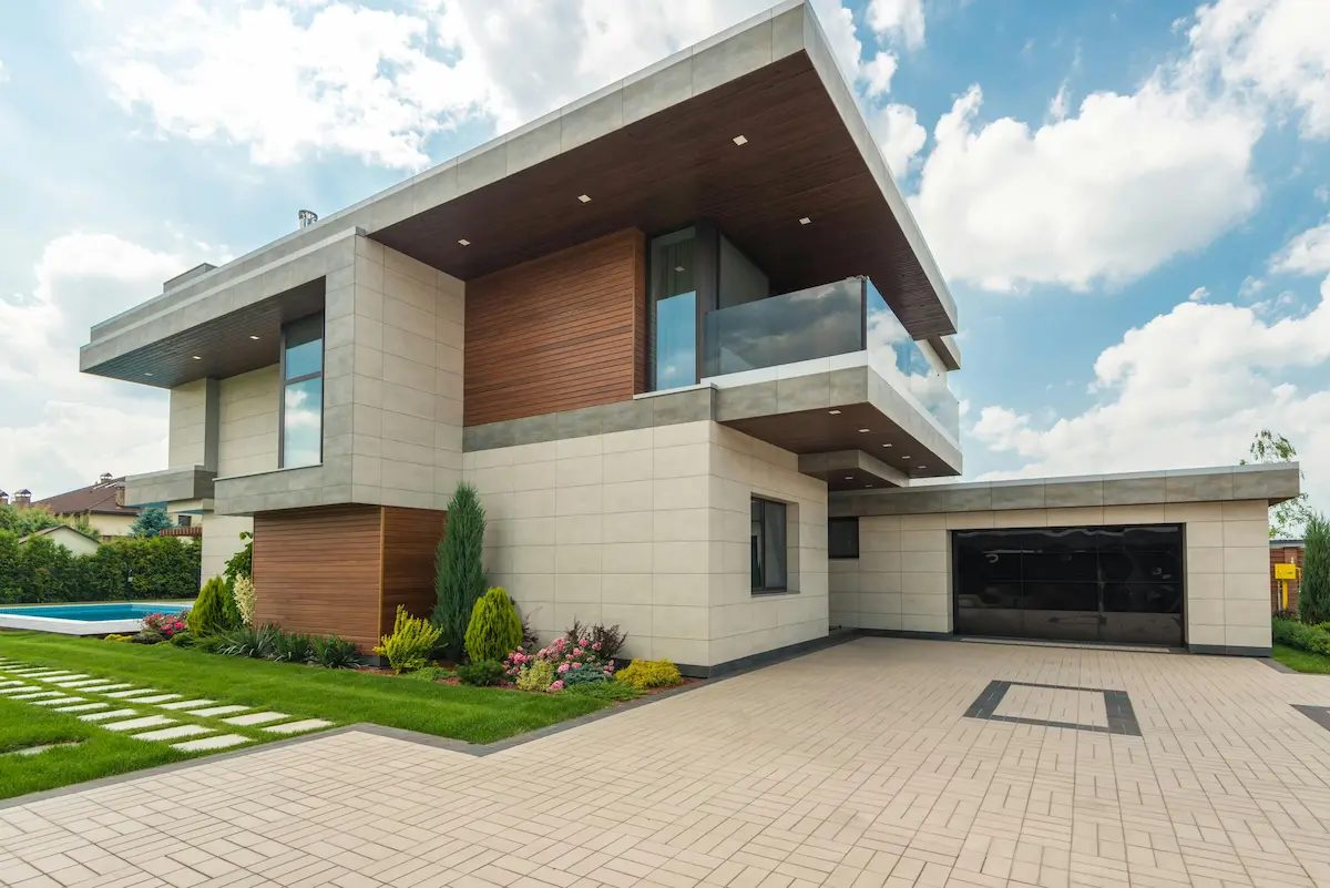 modern house elevated with supports after a lifting project