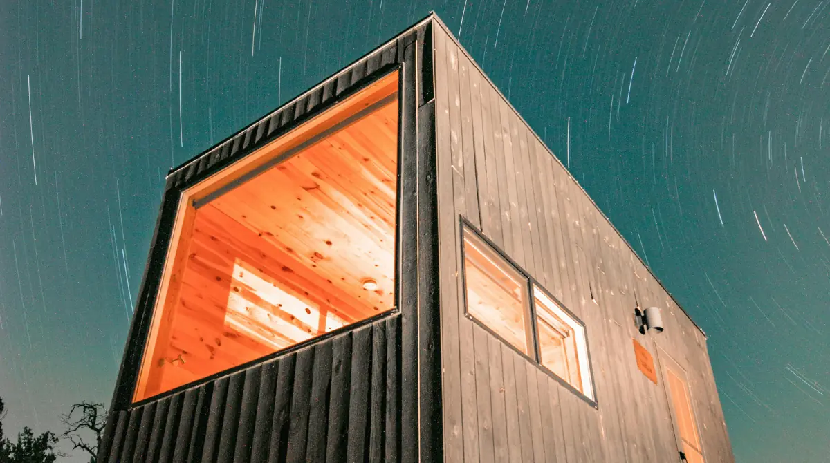 A tiny, modern affordable house in Wimberley, TX, United States, featuring sleek and efficient design.