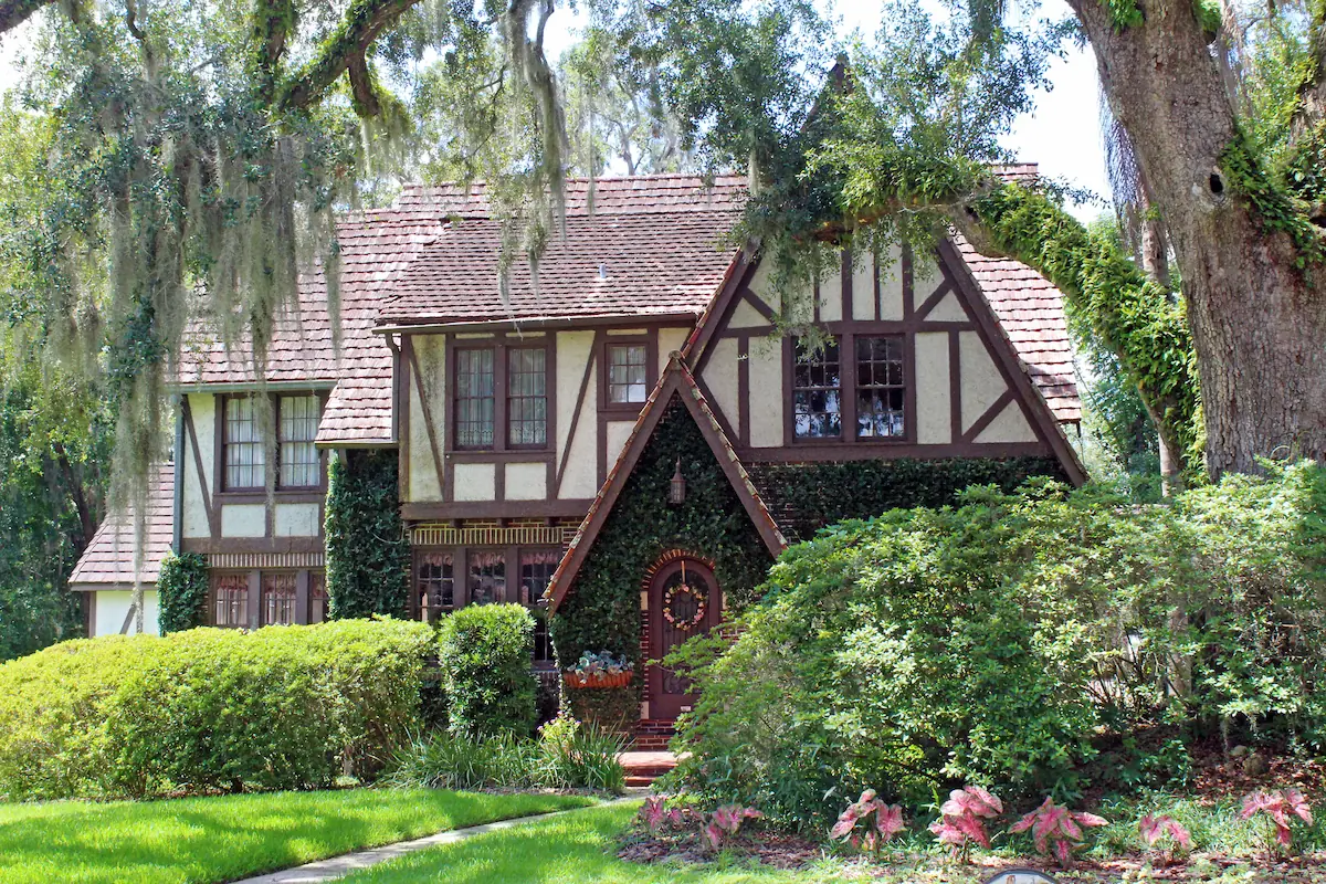Tudor Revival style house in the Ocala Historic District.