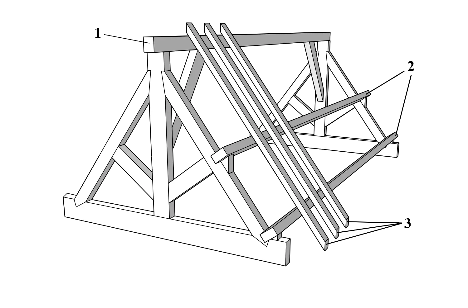 A simplified diagram illustrating the key parts of a roof structure.