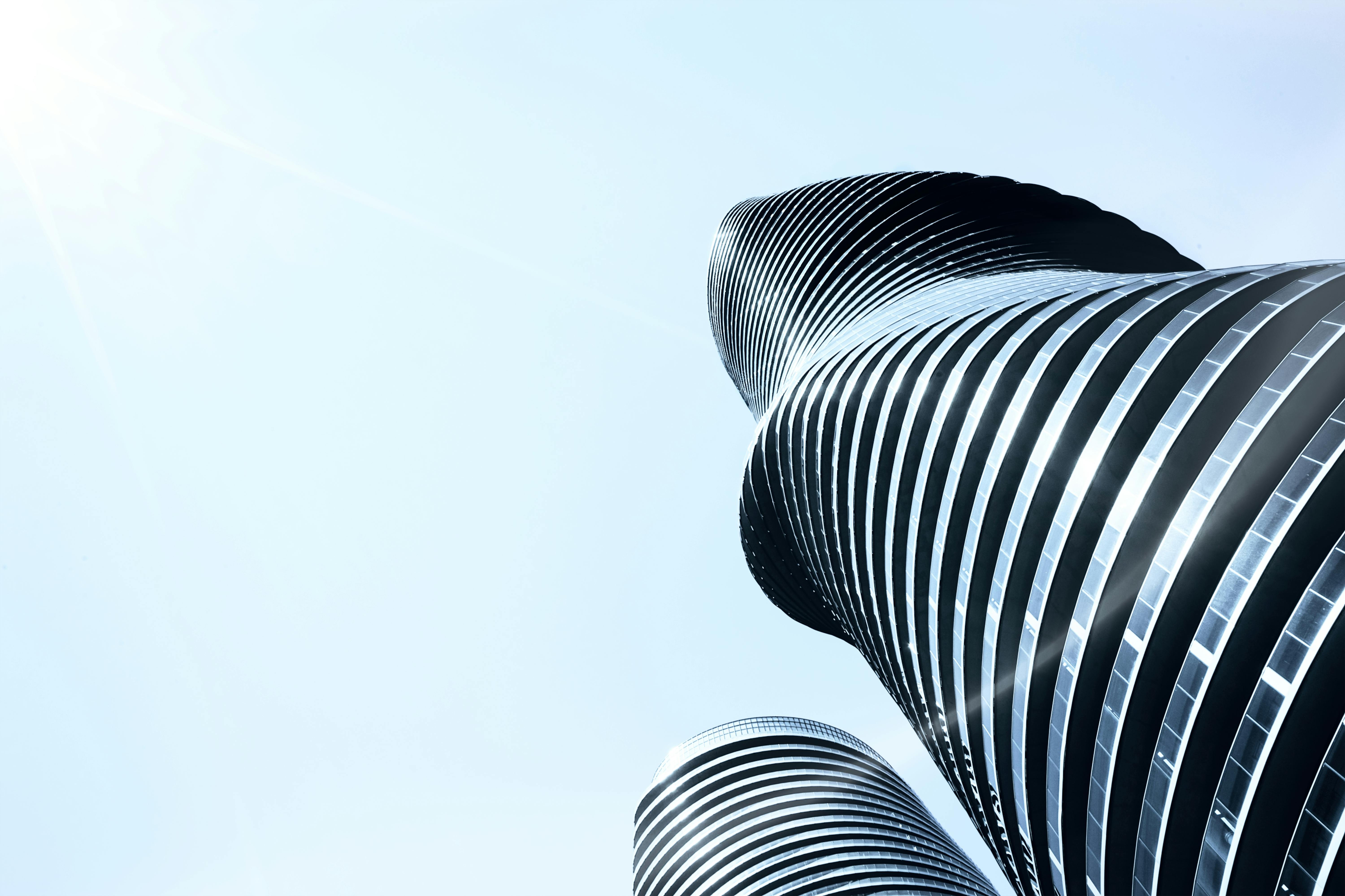 Absolute World towers with twisting high-rise design in Mississauga skyline