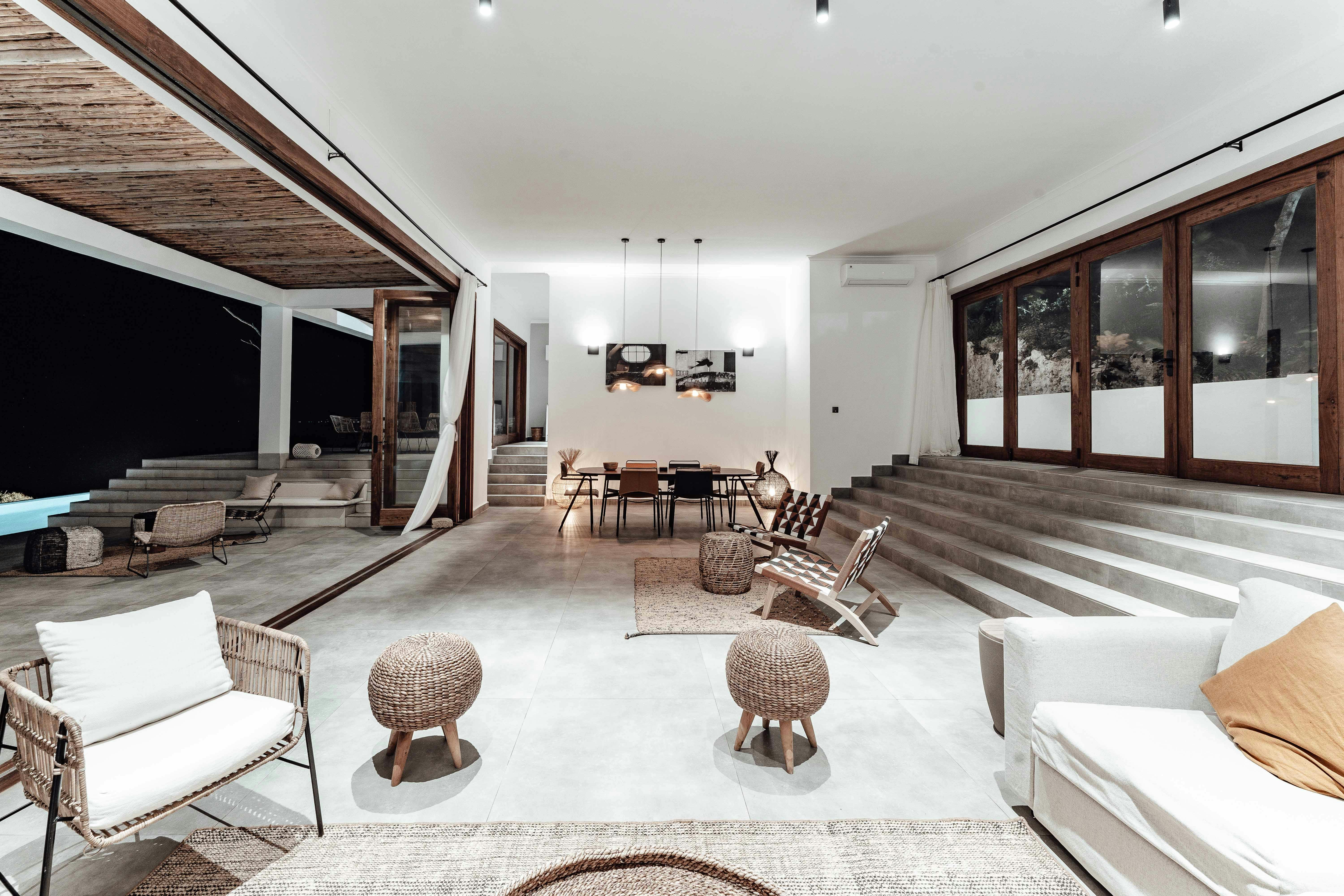 Spacious apartment with modern layout and African-style decor, showing how shape supports function.
