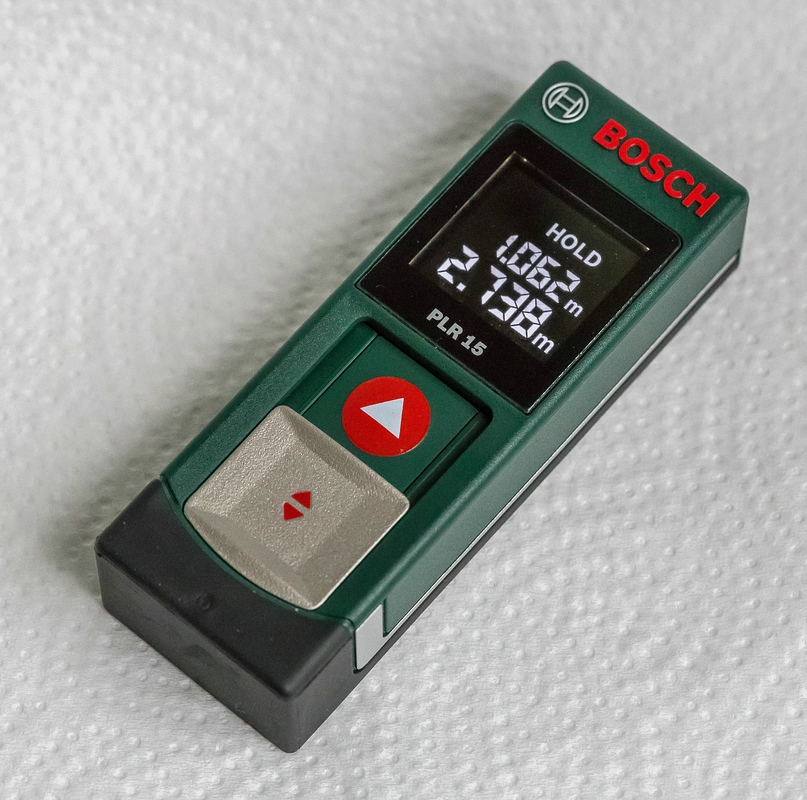 Bosch laser distance meter used by builders on site.