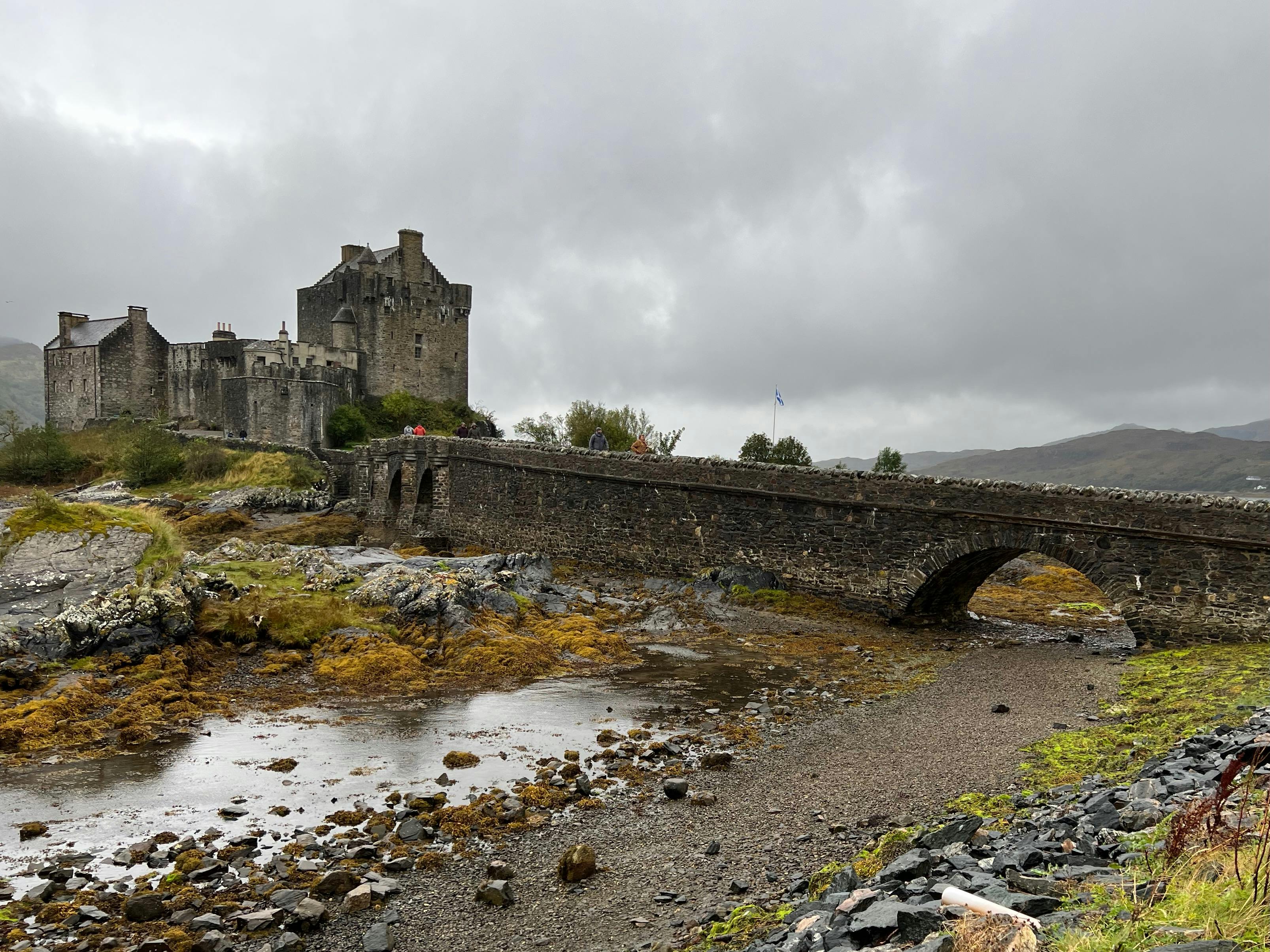 Eilean Donan Castle showcasing medieval architecture on a small tidal island in the Scottish Highlands.