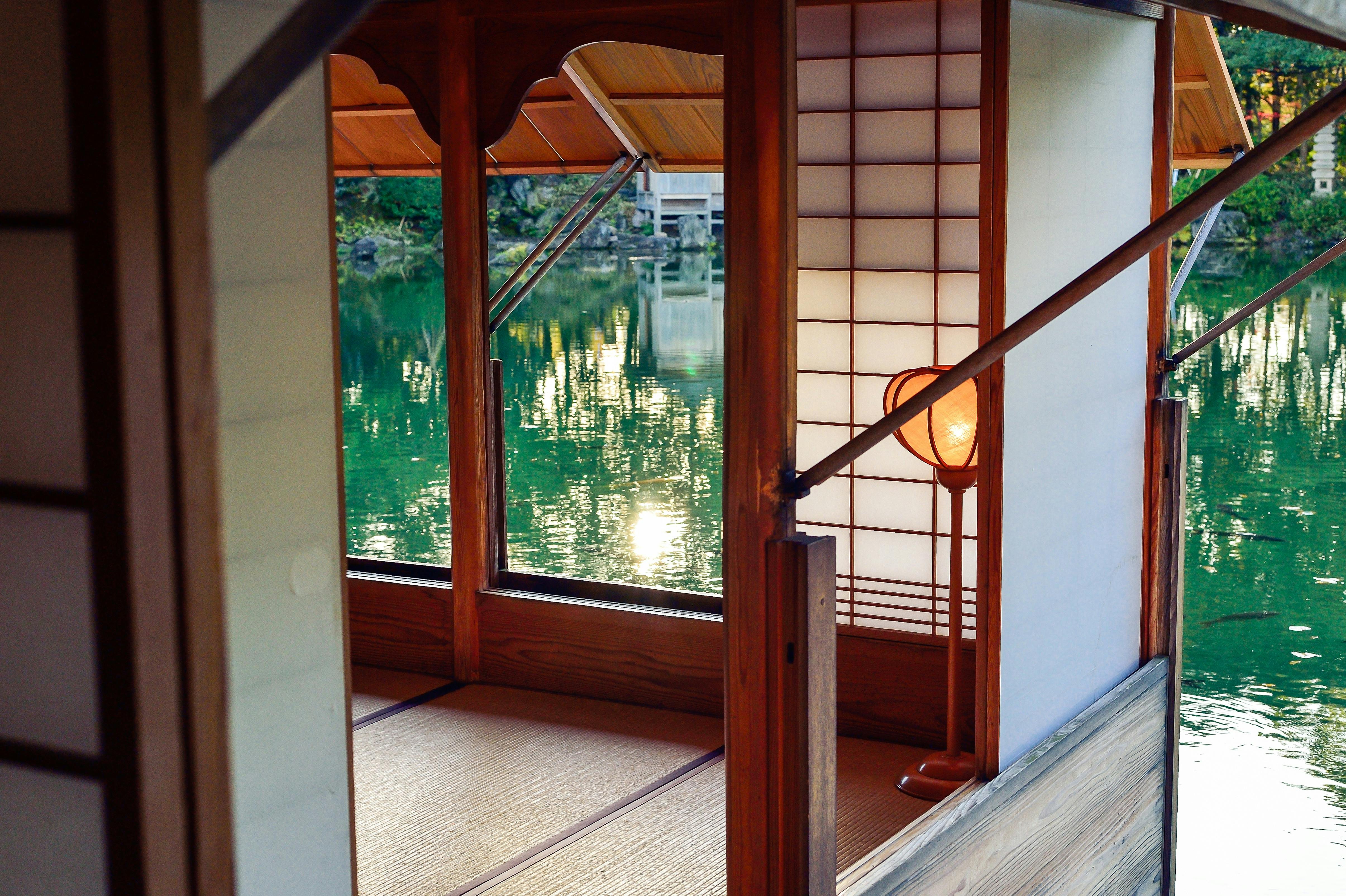 Engawa veranda connecting indoors and outdoors in a Japanese house.