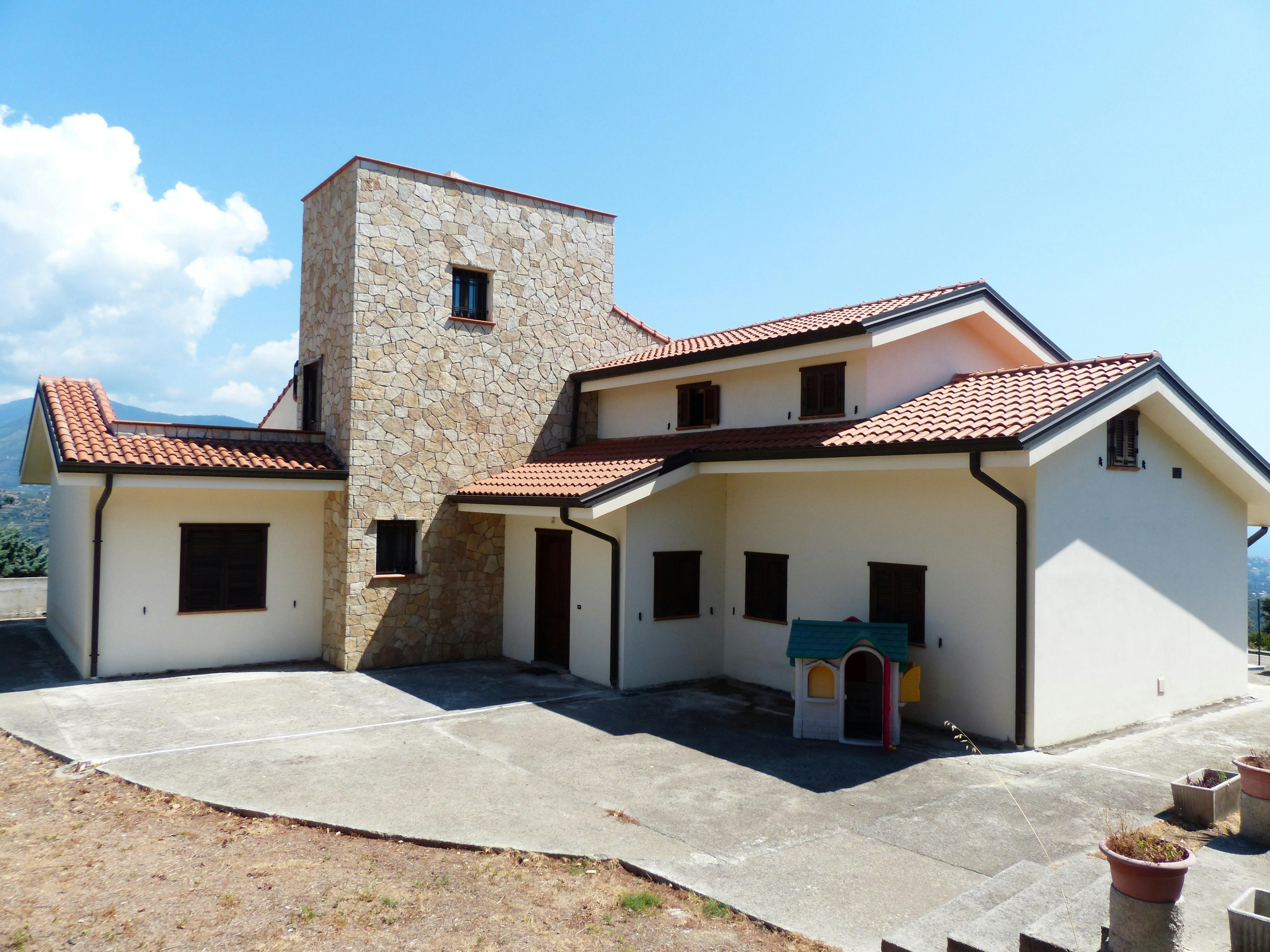 Completed modern house built with concrete.