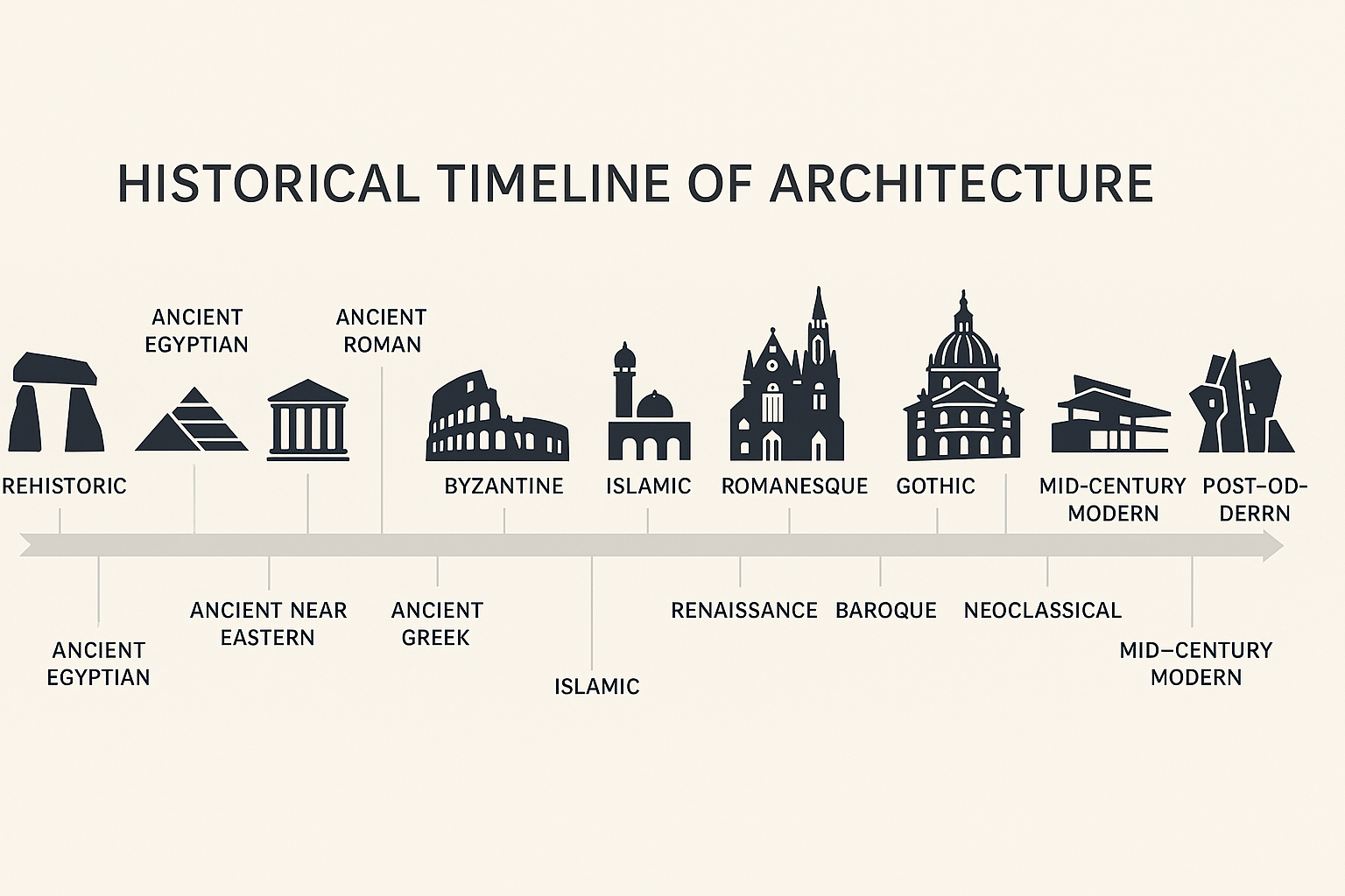 Timeline chart showing major periods and styles in architectural history