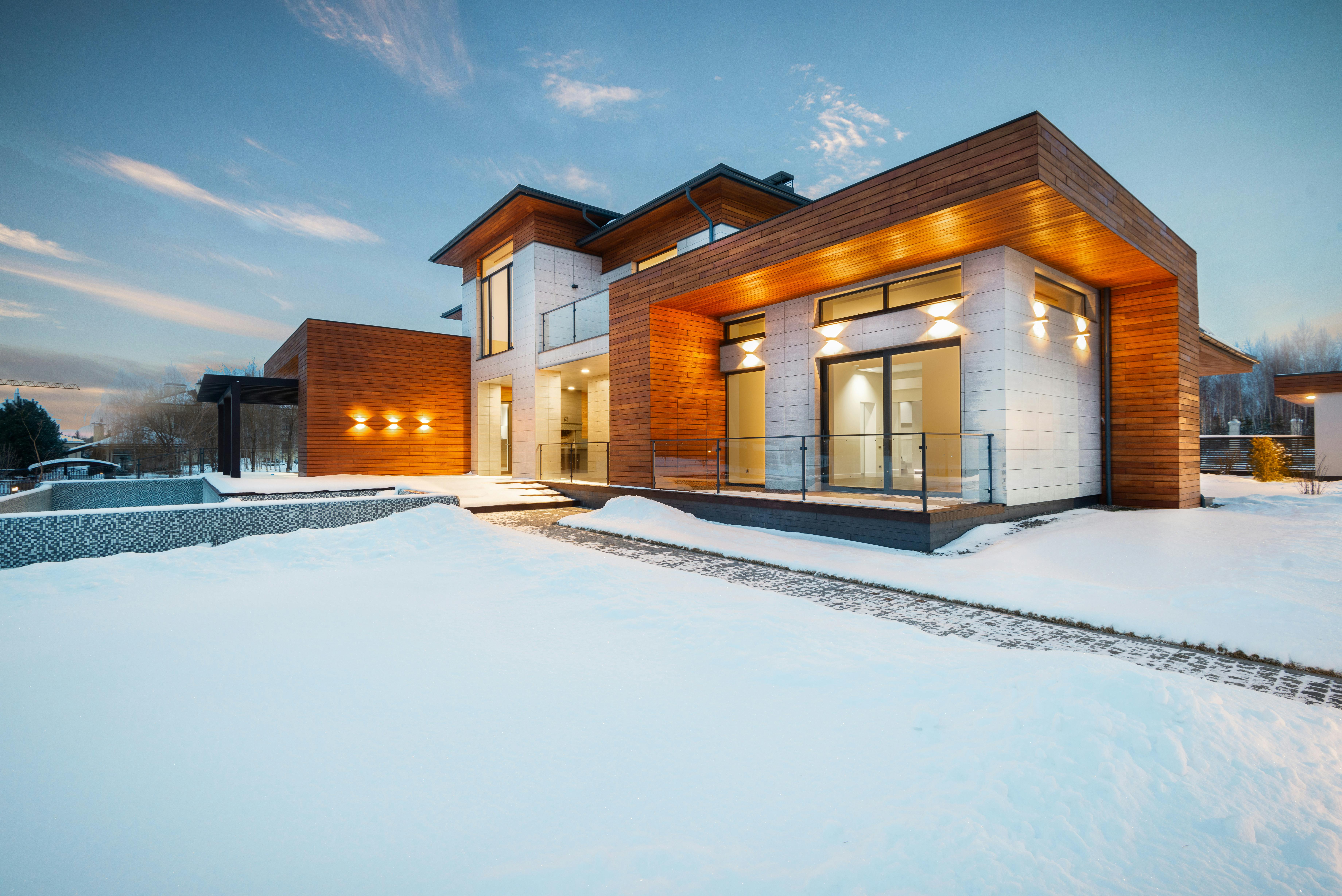 Facade of a luxurious cottage-style house.
