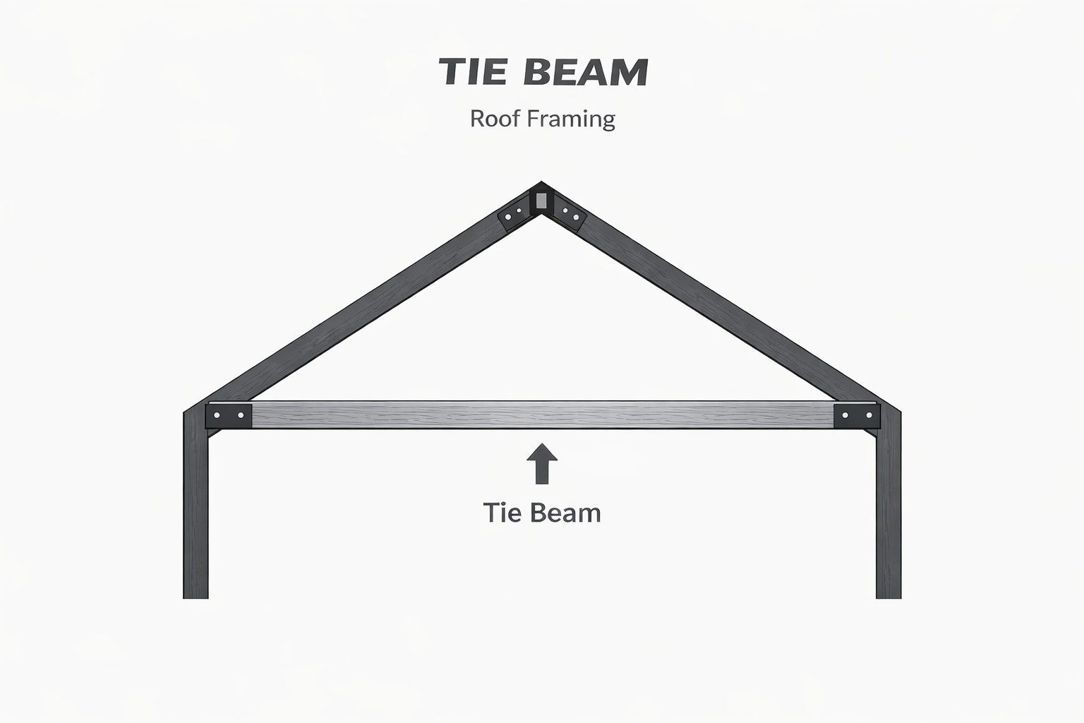 Detailed diagram of roof tie beam placement.