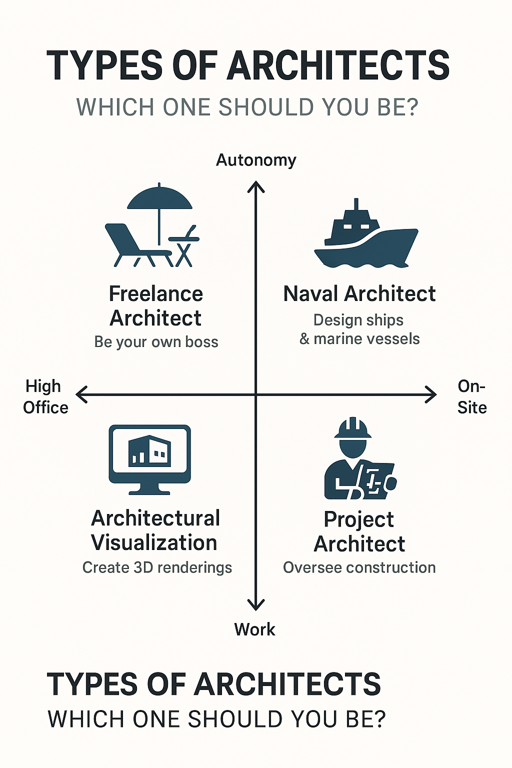 Infographic showing different types of architects and their roles.