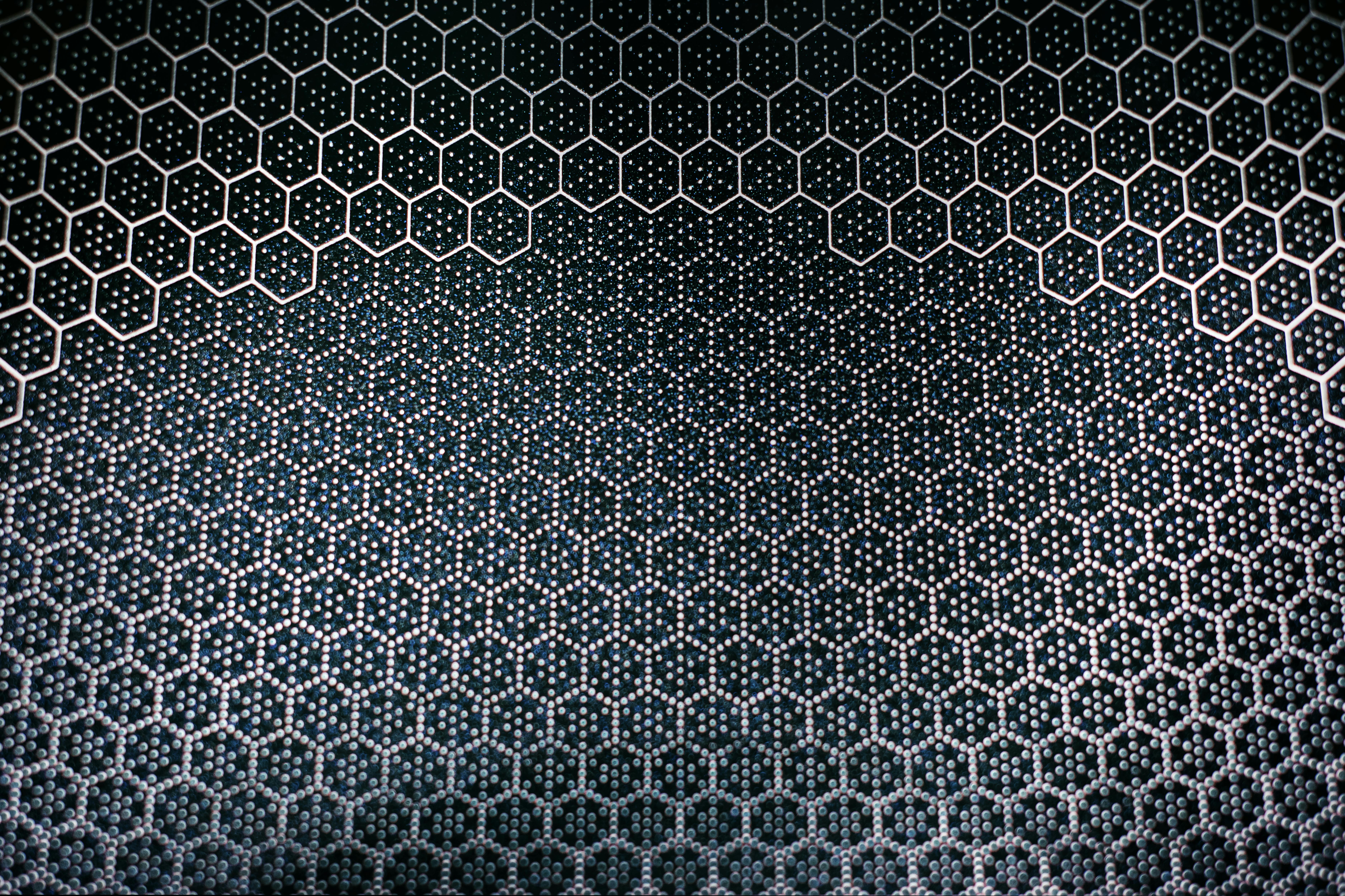 Close-up of textile facade in black and white.