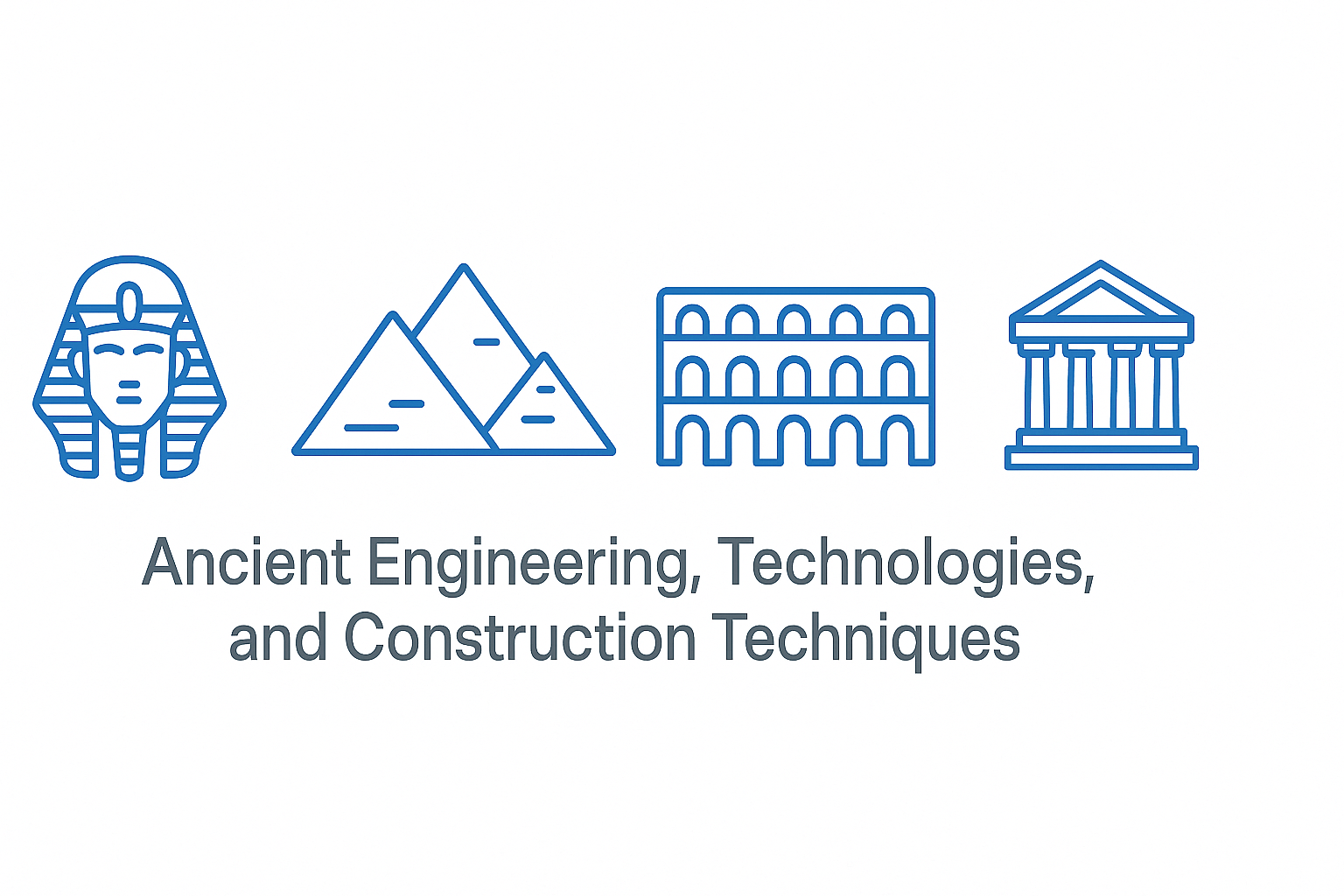 Icons representing ancient engineering.