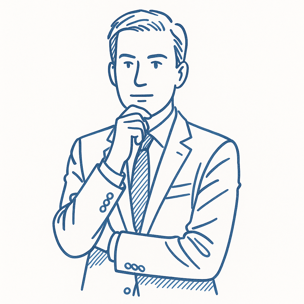 Architect with thoughtful expression wondering about design stages.